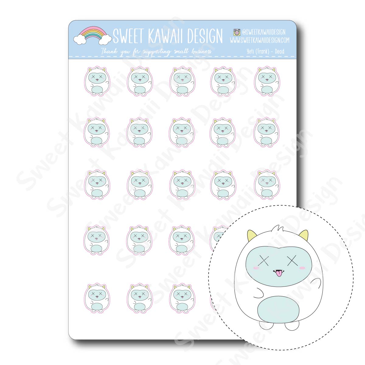 Kawaii Yeti Stickers - Dead