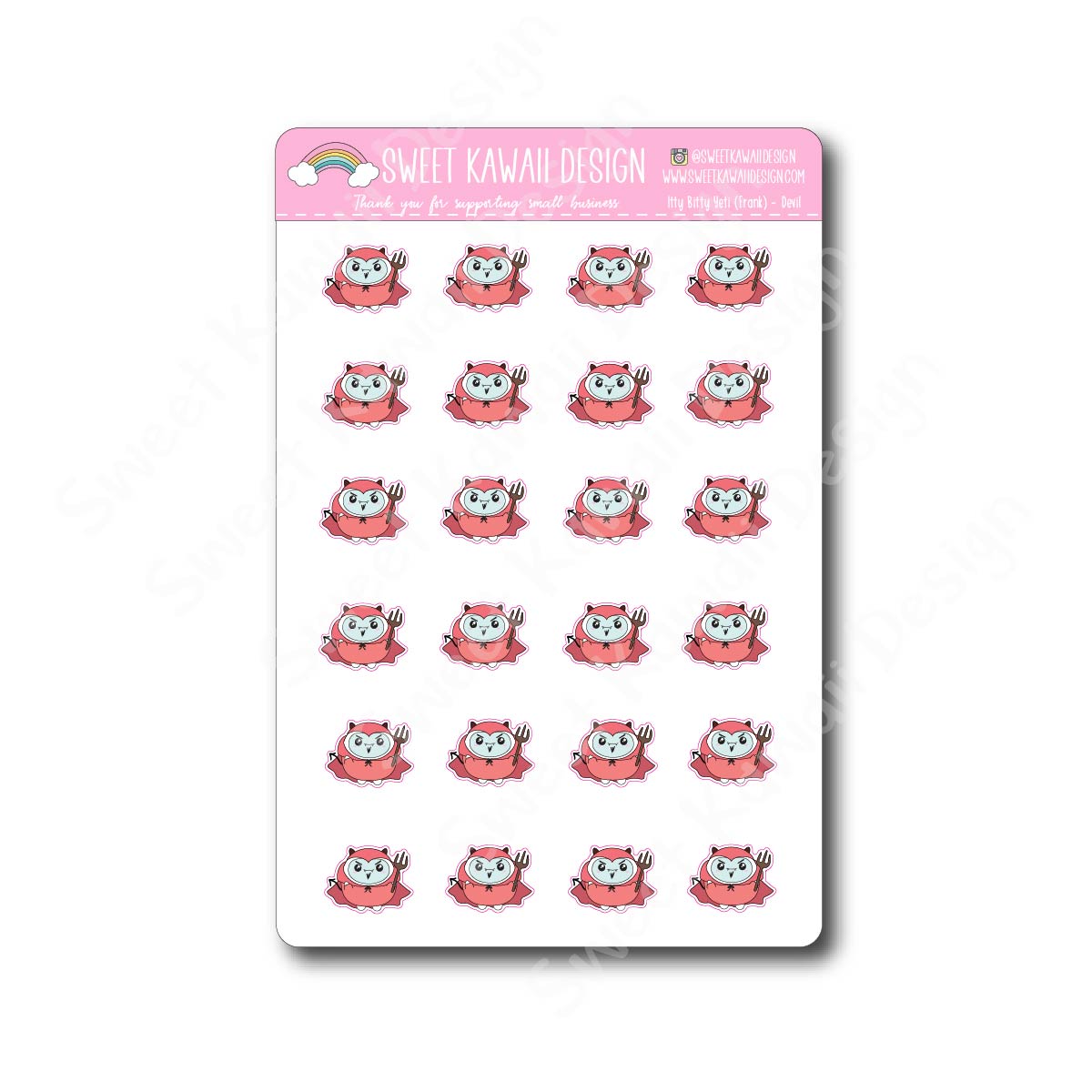 Kawaii Yeti (Frank) Stickers - Devil