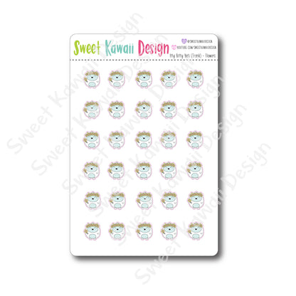 Kawaii Yeti (Frank) Stickers - Flowers