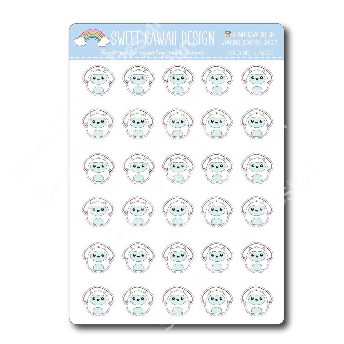 Kawaii Yeti (Frank) Stickers - Jump Rope