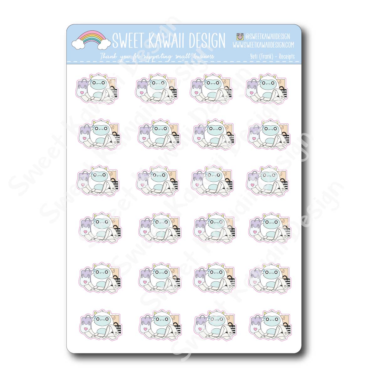 Kawaii Yeti  Stickers - Receipts