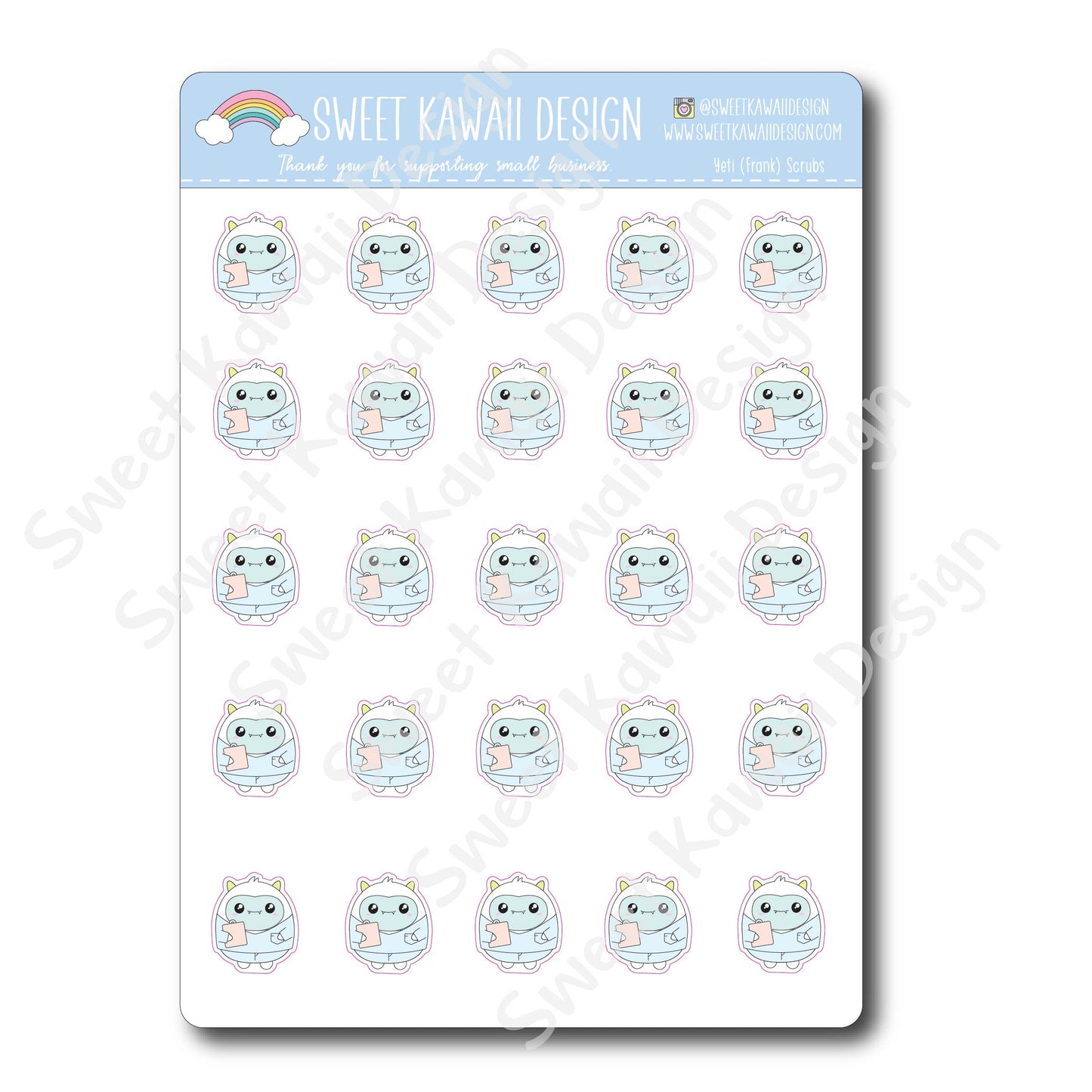 Kawaii Yeti  Stickers - Scrubs