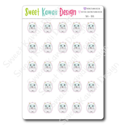 Kawaii Yeti Stickers - Bills