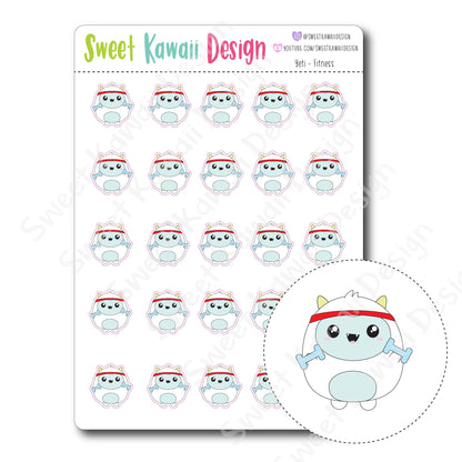 Kawaii Yeti Stickers - Fitness