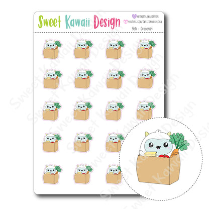 Kawaii Yeti  Stickers - Groceries