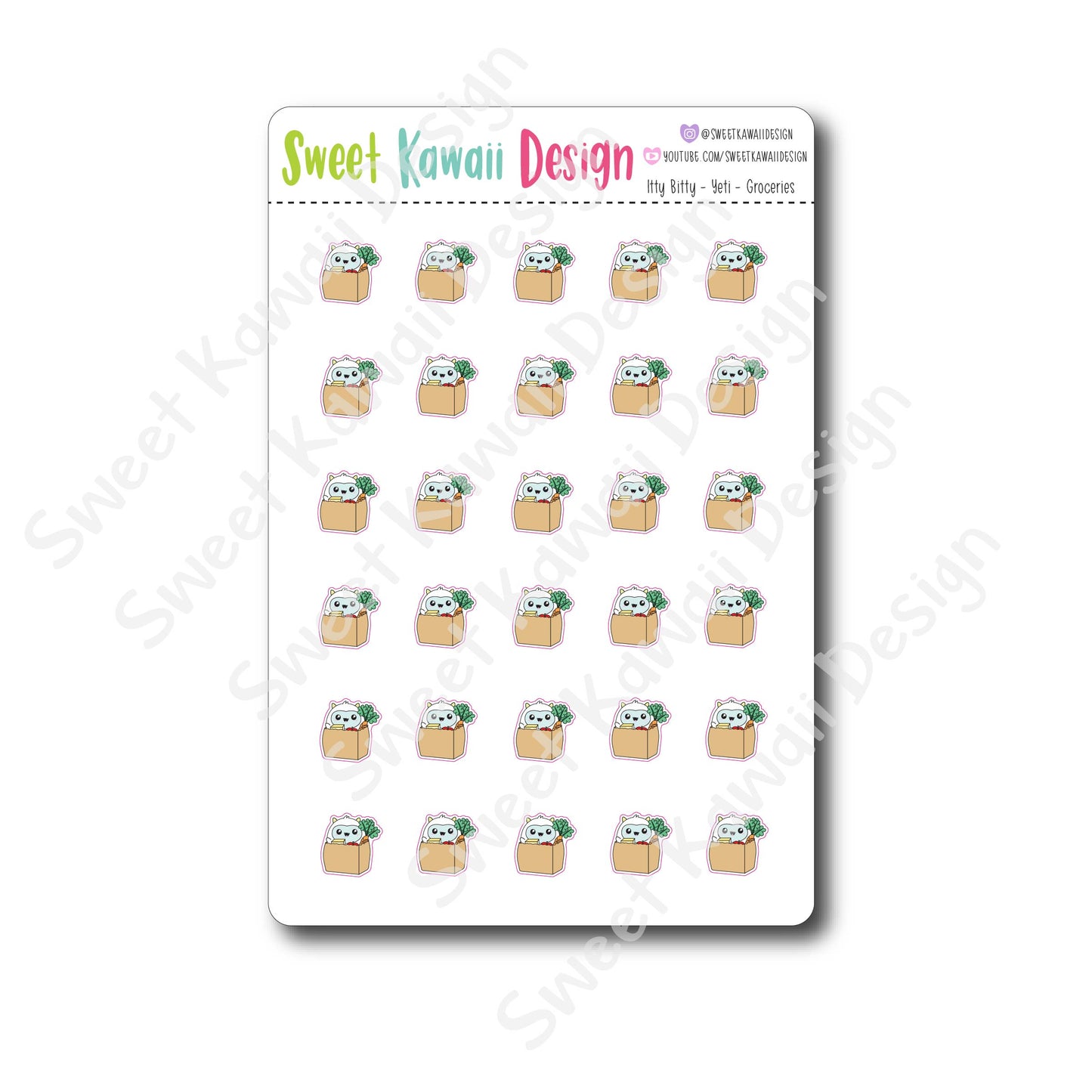 Kawaii Yeti  Stickers - Groceries