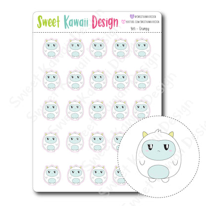 Kawaii Yeti Stickers - Grumpy