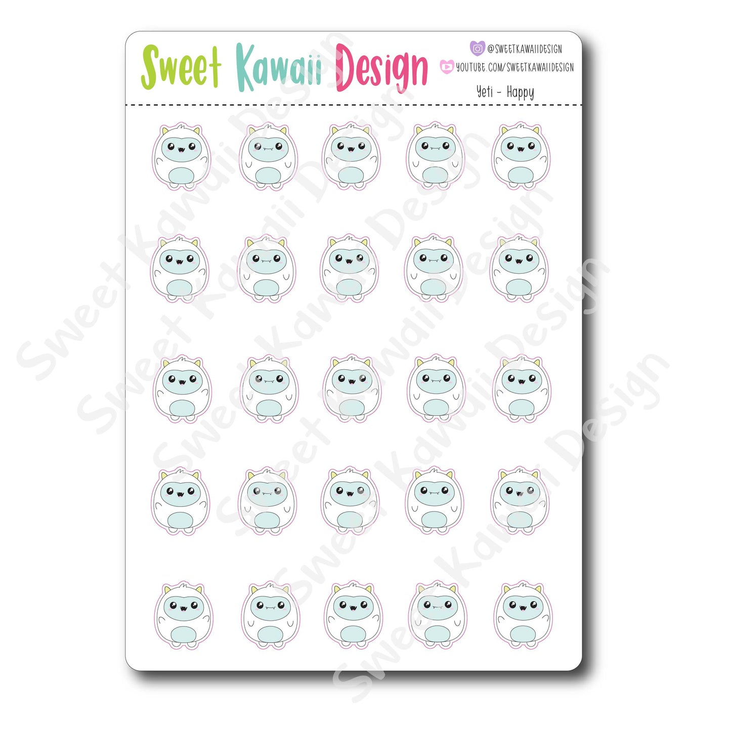 Kawaii Yeti  Stickers - Happy