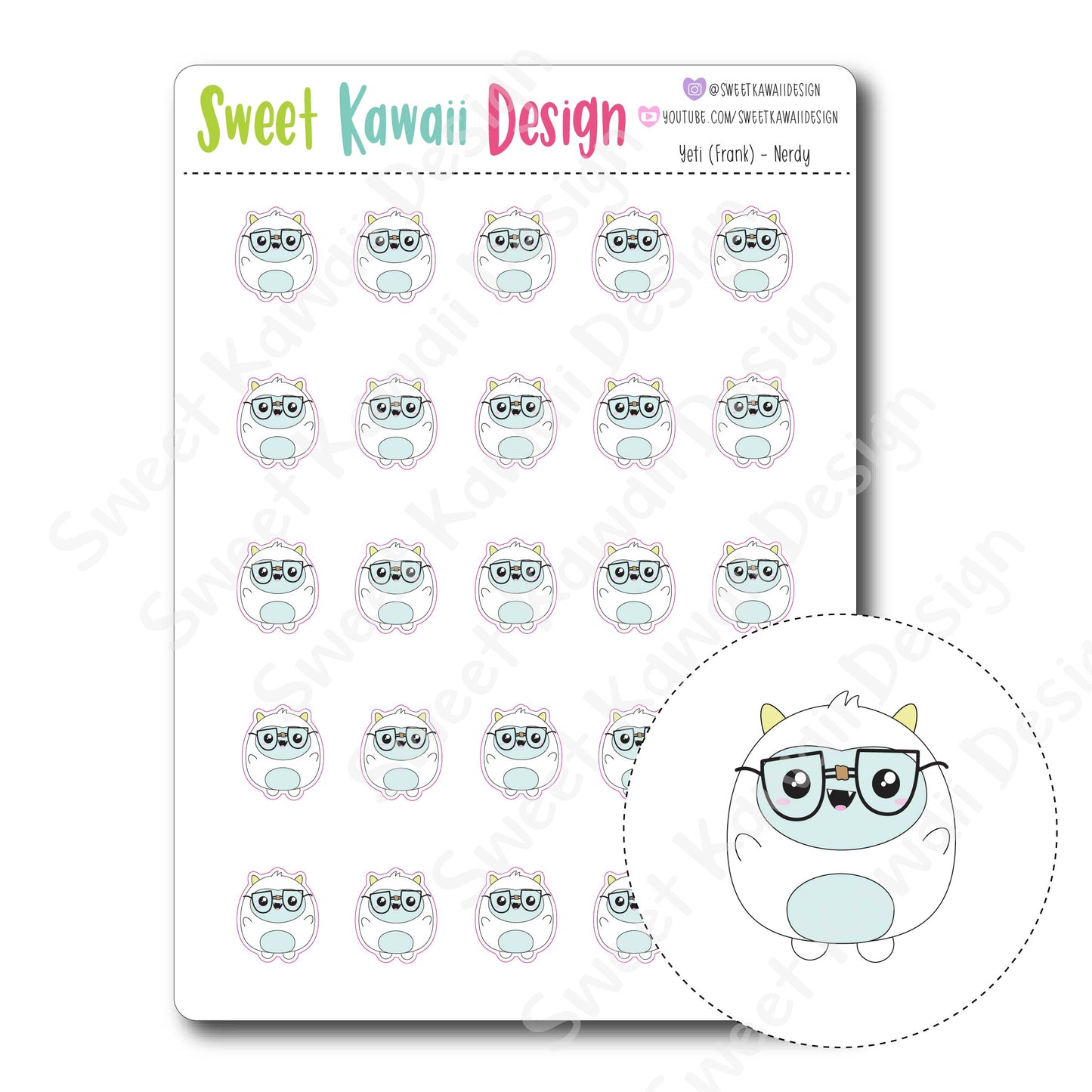 Kawaii Yeti Stickers - Nerdy