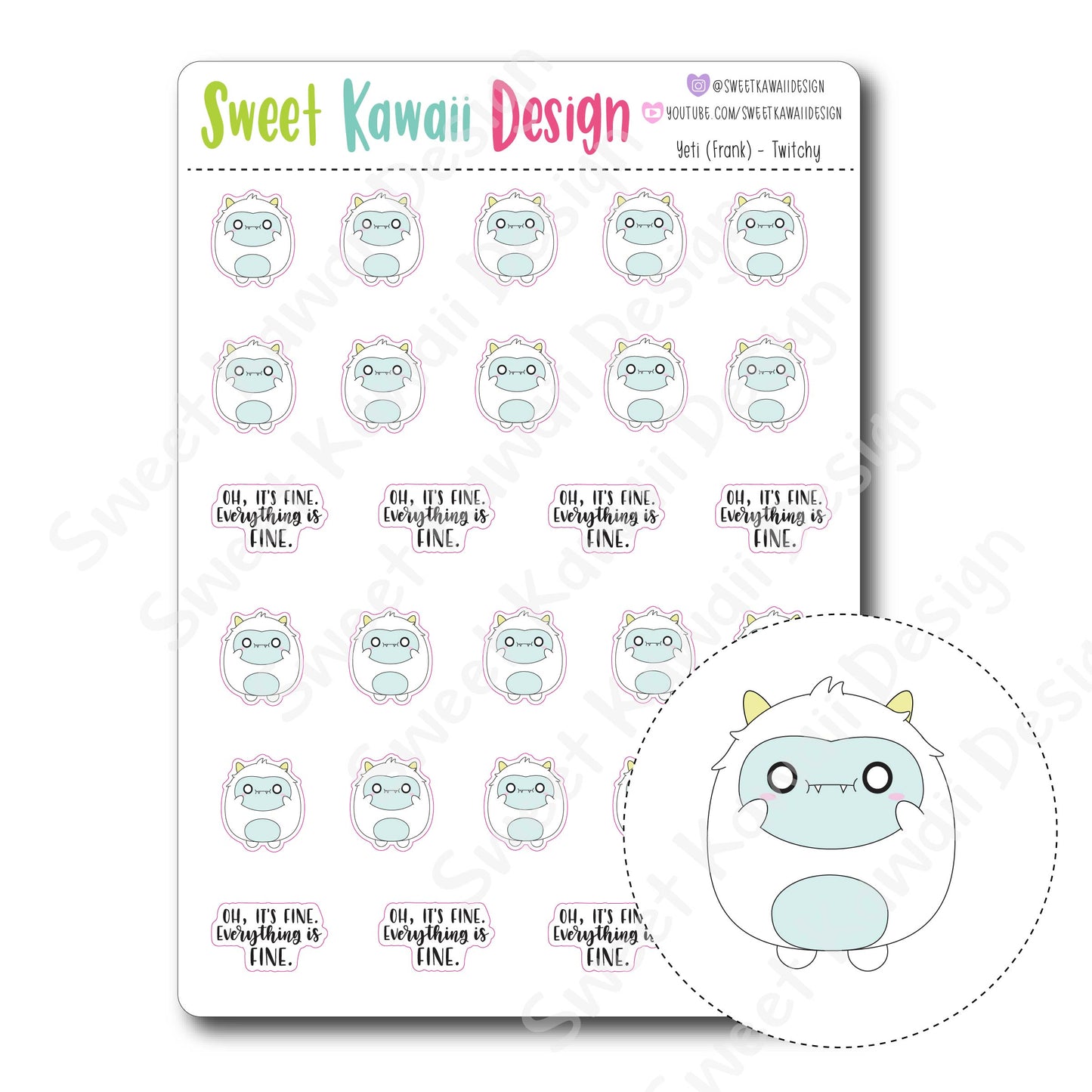 Kawaii Yeti (Frank) Stickers - Twitchy