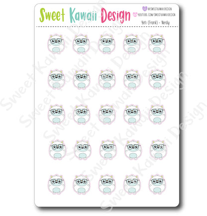 Kawaii Yeti Stickers - Nerdy