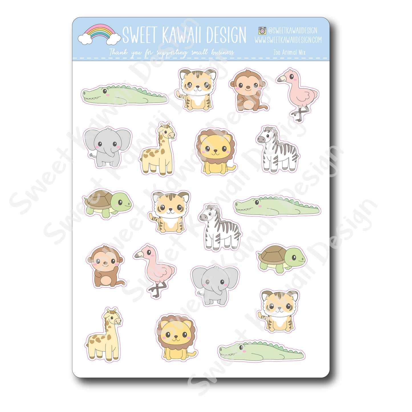 Kawaii Zoo Animal Mix Stickers