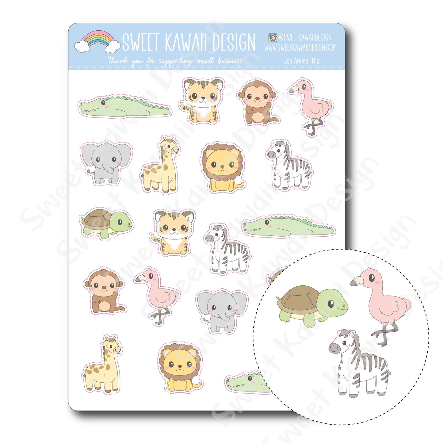 Kawaii Zoo Animal Mix Stickers