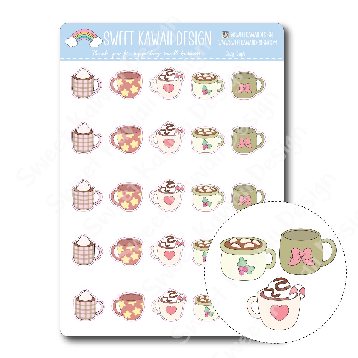 Kawaii Cozy Cups Stickers