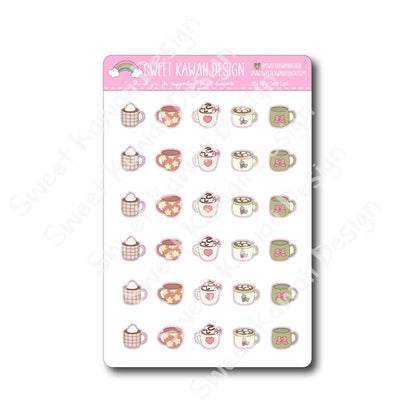 Kawaii Cozy Cups Stickers