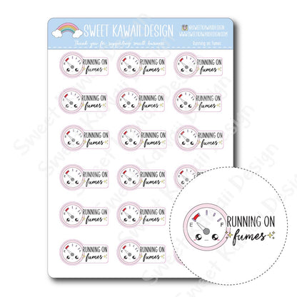 Kawaii Running on Fumes Stickers